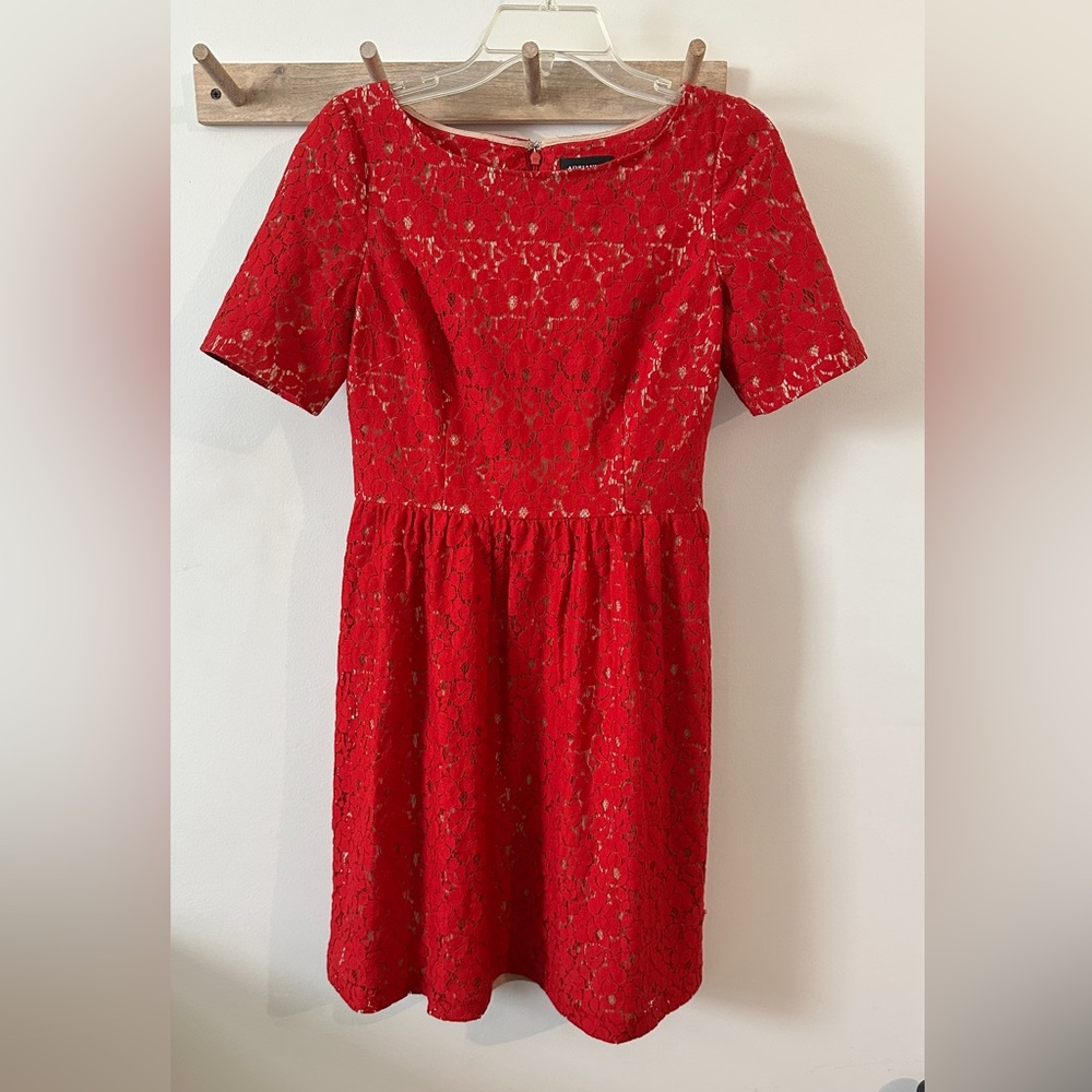 ADRIANA PAPELL | Women’s Short Sleeve Red Lace Cocktail Dress size 4